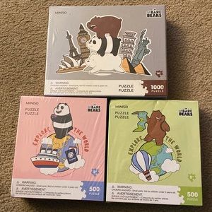 We the Bears x Miniso Explore the World Jigsaw Puzzle 🧩 Set of 3 bundle lot NEW